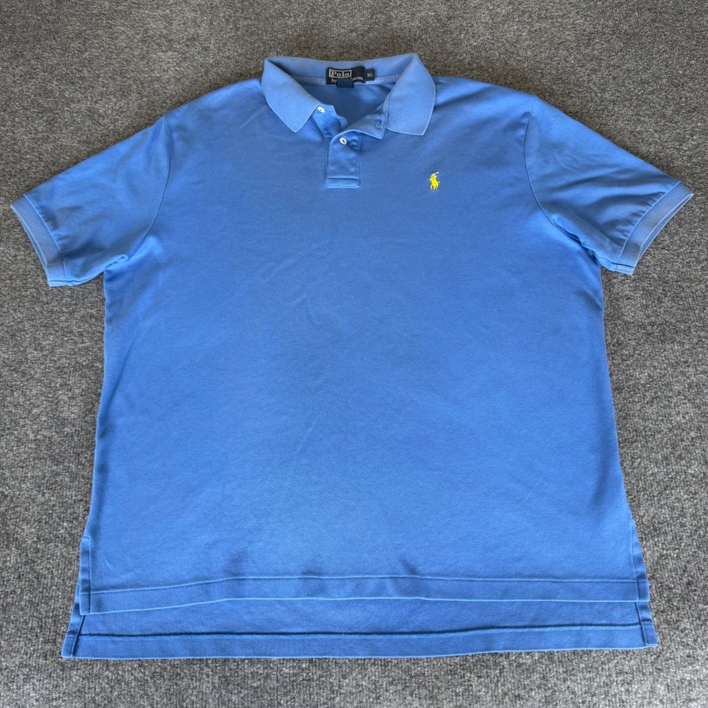 Polo Ralph Lauren Shirt XL Blue Classic Fit Short Sleeve Cotton Casual Mens‎ Top